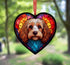 Cavapoo Stained Glass Effect Heart Suncatcher